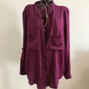 Forever 21 Women's Button Down Silk Like Shirt